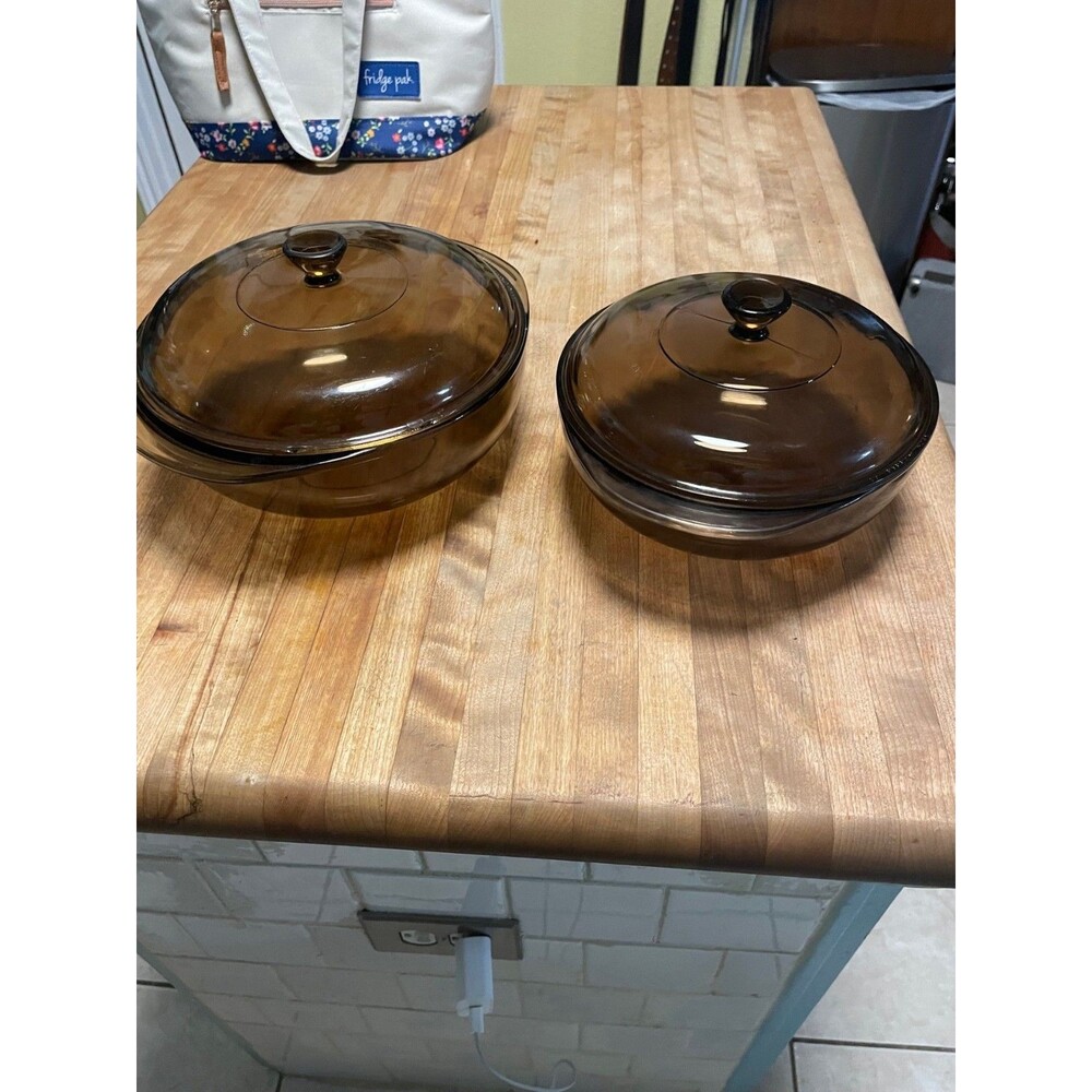 Vintage Pyrex 1970s 024 026 Smokey Brown Casserole Dishes With Lids